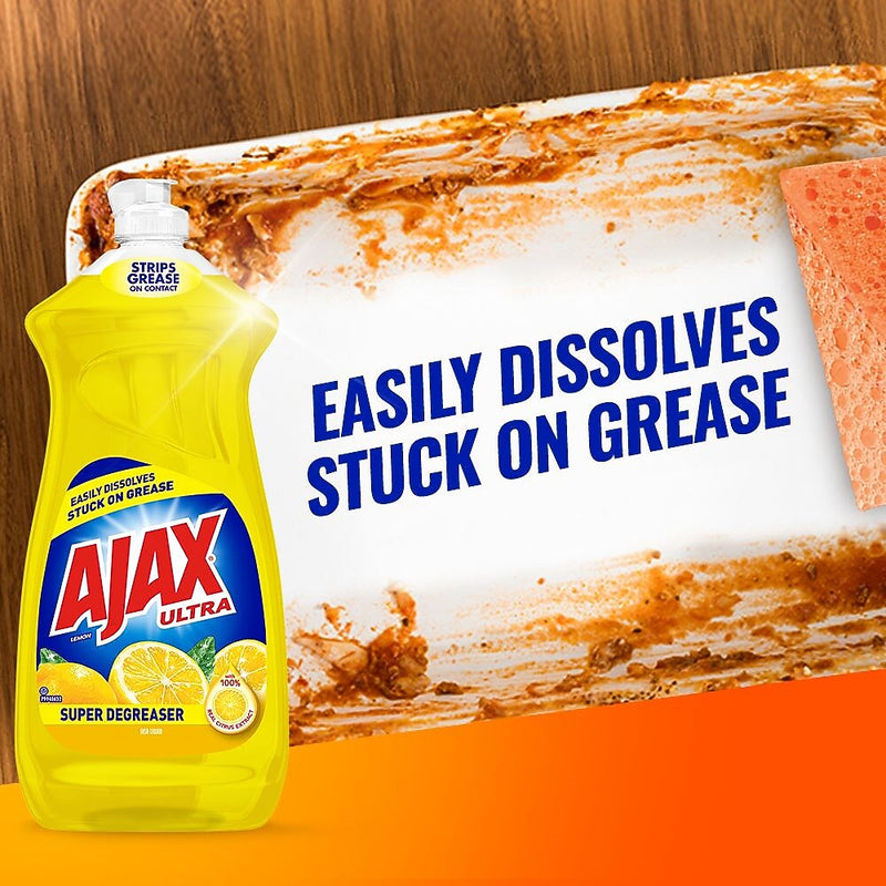 Ajax Super Degreaser Liquid Dish Soap, Lemon, 28 oz. (144673)