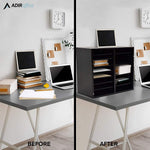 AdirOffice 500 Series 16-Compartment Literature Organizer, 20" x 11.8", Black (500-16-BLK)