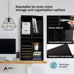 AdirOffice 500 Series 16-Compartment Literature Organizer, 20" x 11.8", Black (500-16-BLK)