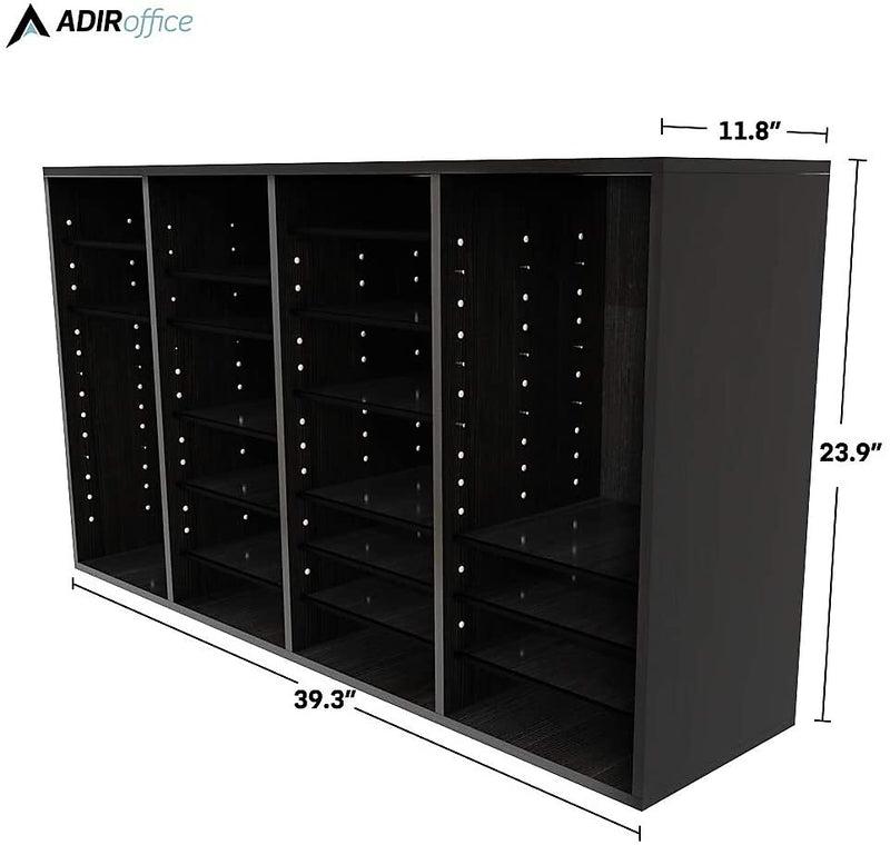 AdirOffice 36-Compartment Literature Organizer, 11.8" x 39.3", Black (500-36-BLK)