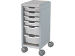 MooreCo Compass Mini H2 Mobile 6-Section Storage Cabinet, 36.13"H x 14.88"W x 19.13"D, Platinum/Cool Gray Metal (B1A1B1C1X0)