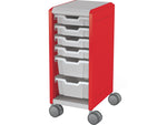 MooreCo Compass Mini H2 Mobile 6-Section Storage Cabinet, 36.13"H x 14.88"W x 19.13"D, Platinum/Red Metal (B1A1C1C1X0)
