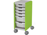 MooreCo Compass Mini H2 Mobile 6-Section Storage Cabinet, 36.13"H x 14.88"W x 19.13"D, Platinum/Green Metal (B1A1F1C1X0)