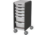 MooreCo Compass Mini H2 Mobile 6-Section Storage Cabinet, 36.13"H x 14.88"W x 19.13"D, Platinum/Black Metal (B1A1A1C1X0)
