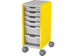 MooreCo Compass Mini H2 Mobile 6-Section Storage Cabinet, 36.13"H x 14.88"W x 19.13"D, Platinum/Yellow Metal (B1A1G1C1X0)
