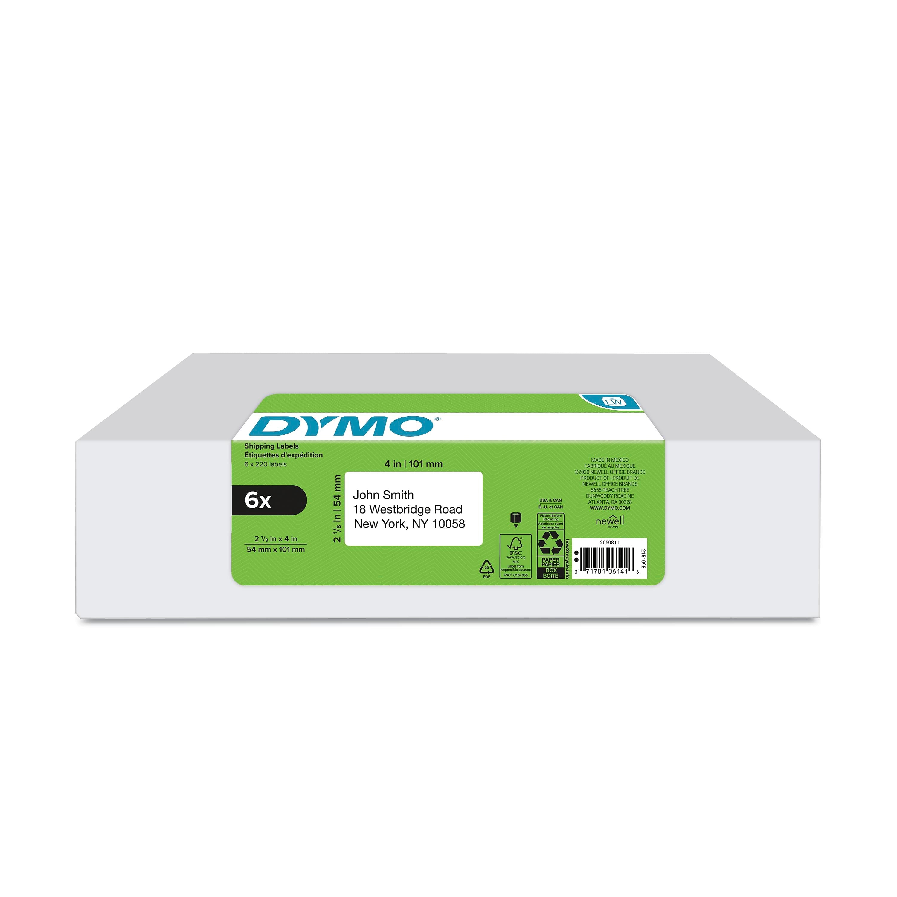 DYMO LabelWriter 2050811 Shipping Labels, 4" x 2-1/8", White, 220 Labels/Roll, 6 Rolls/Box (2050811)