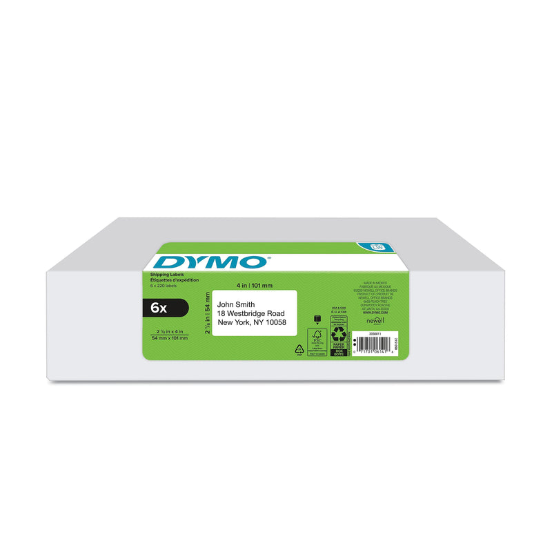DYMO LabelWriter 2050811 Shipping Labels, 4" x 2-1/8", White, 220 Labels/Roll, 6 Rolls/Box (2050811)