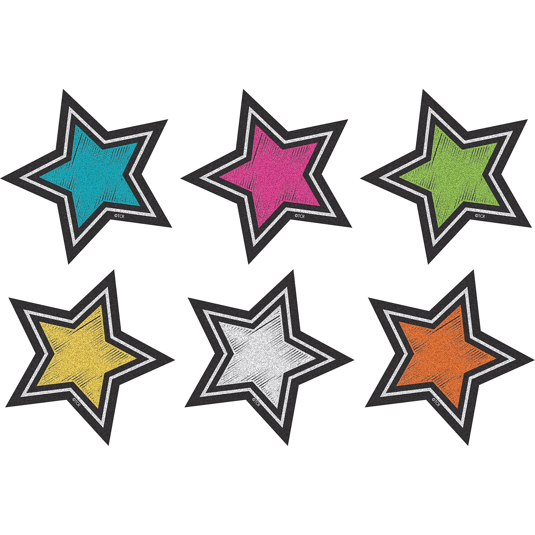 Teacher Created Resources Chalkboard Brights Stars Mini Accents, 36 Per Pack, 6 Packs (TCR3554-6)
