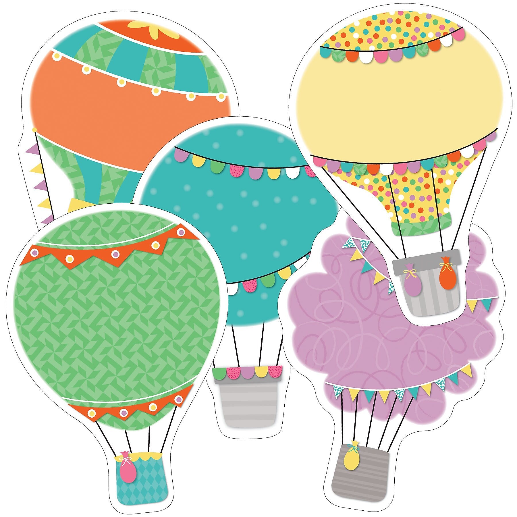 Carson Dellosa Education Up and Away Hot Air Balloons Cut-Outs, 36 Per Pack, 3 Packs (CD-120525-3)