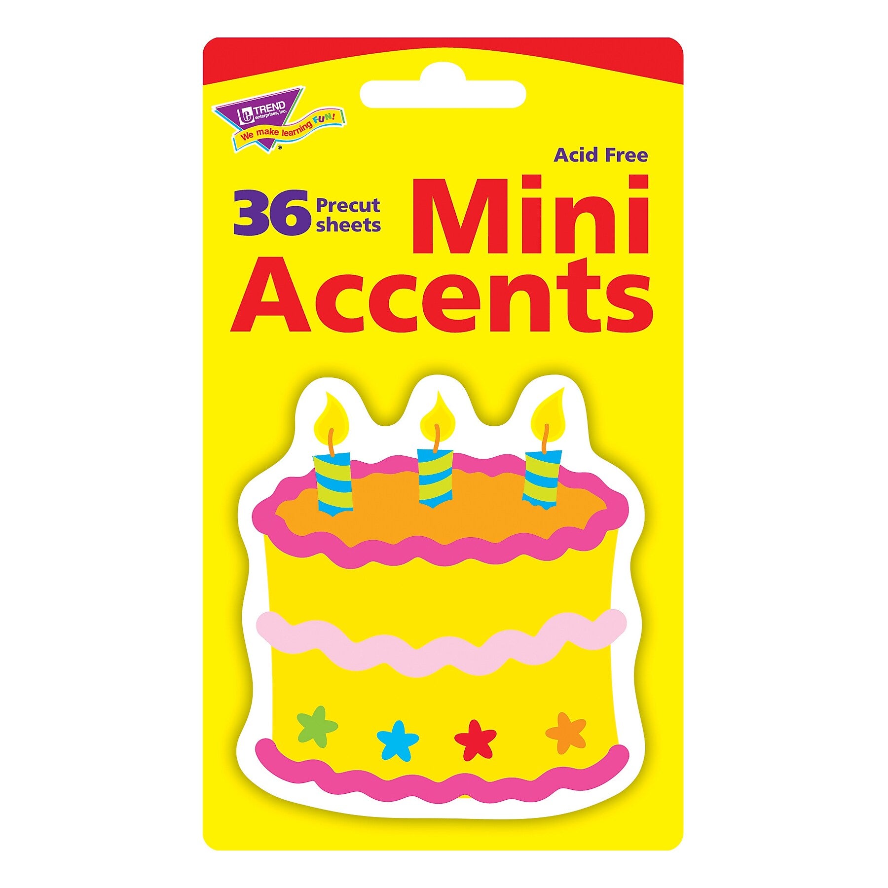 Trend Enterprises Birthday Cake Mini Accents, 36/Pack, 6 Packs/Bundle (T-10505-6)