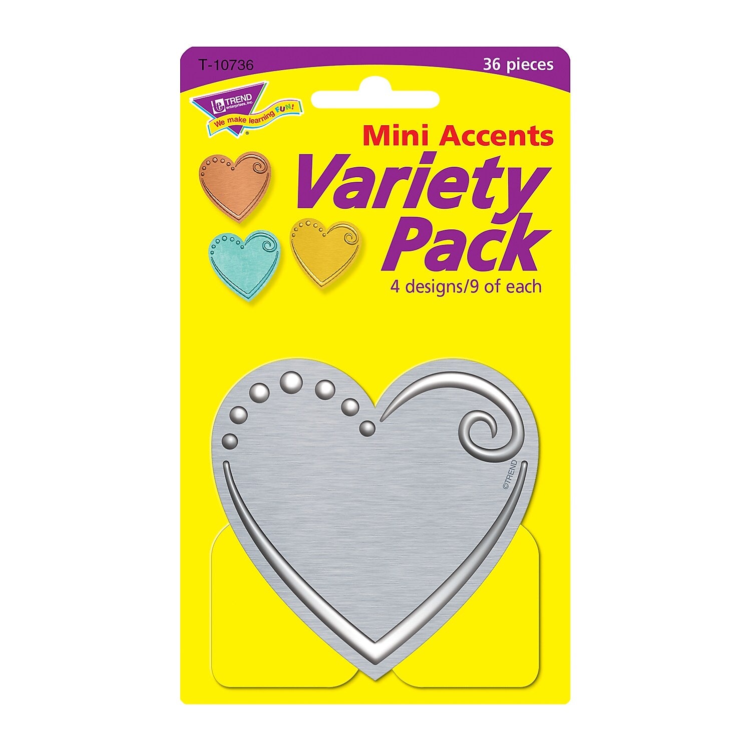 TREND I ♥ Metal™ Hearts Mini Accents Variety Pack, 36 Per Pack, 6 Packs (T-10736-6)