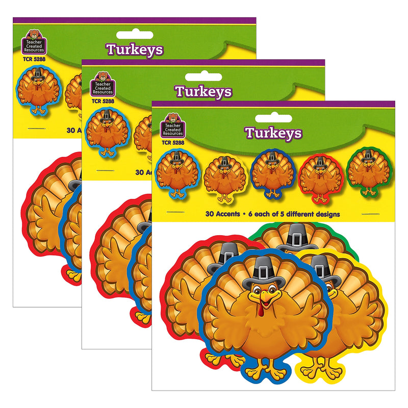 Teacher Created Resources Turkey Accents, 30 Per Pack, 3 Packs (TCR5288-3)