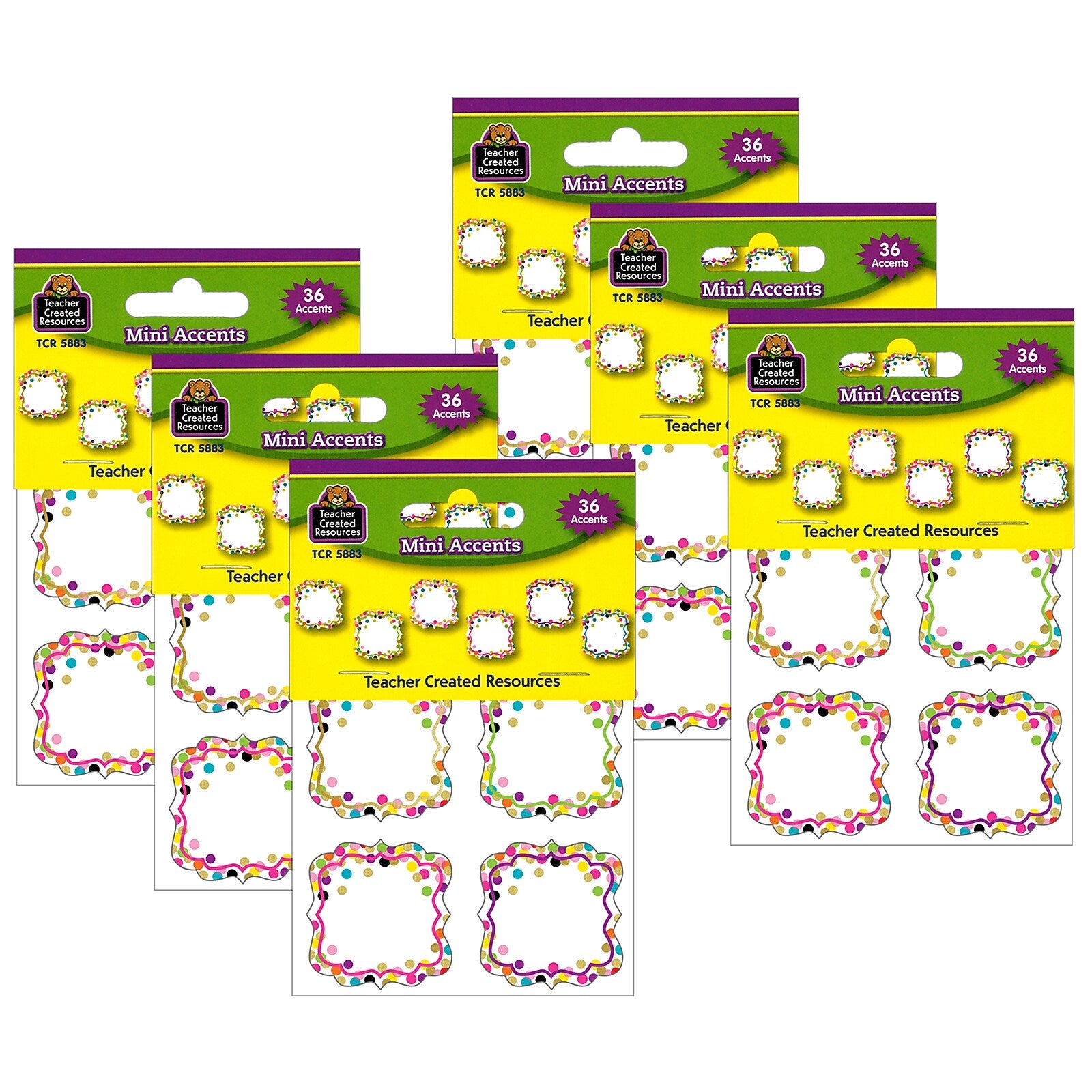 Teacher Created Resources Confetti Mini Accents, 36 Per Pack, 6 Packs (TCR5883-6)
