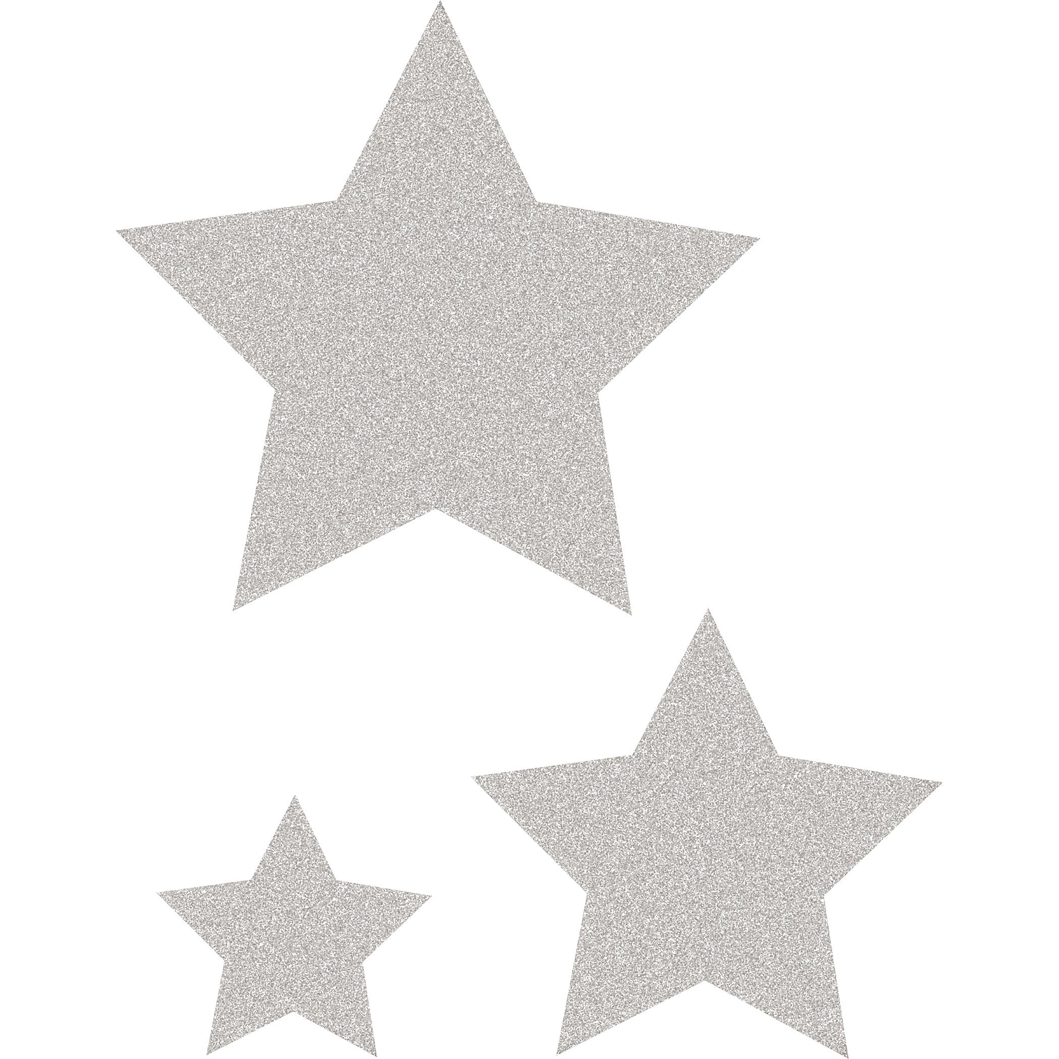 Teacher Created Resources Silver Glitz Stars Accents, Assorted Sizes, 30 Per Pack, 3 Packs (TCR77026-3)