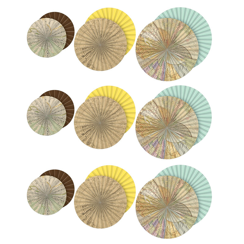 Teacher Created Resources Travel the Map Hanging Paper Fans, 3 Per Pack, 3 Packs (TCR77034-3)