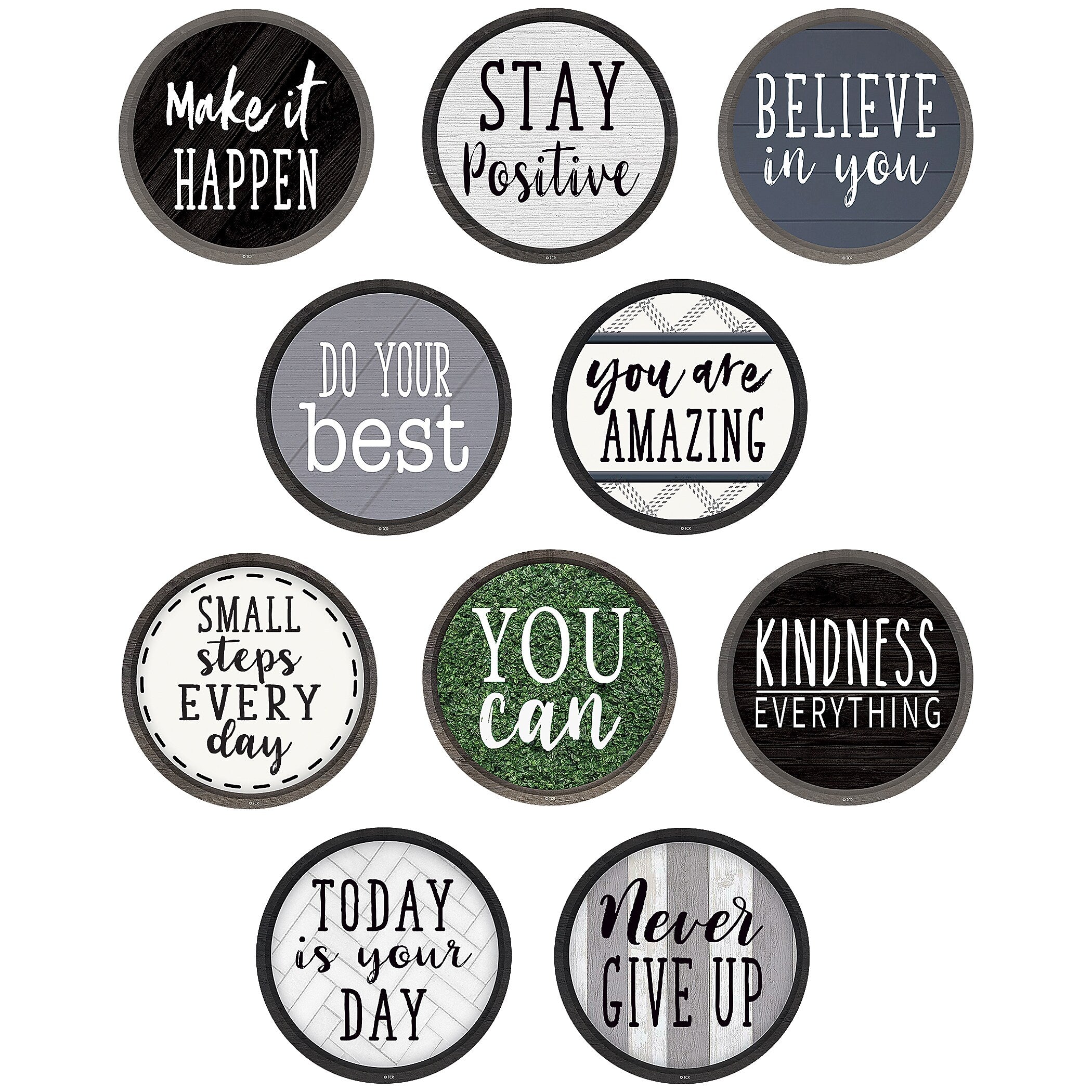 Teacher Created Resources Modern Farmhouse Positive Saying Accents, 30 Per Pack, 3 Packs (TCR8518-3)