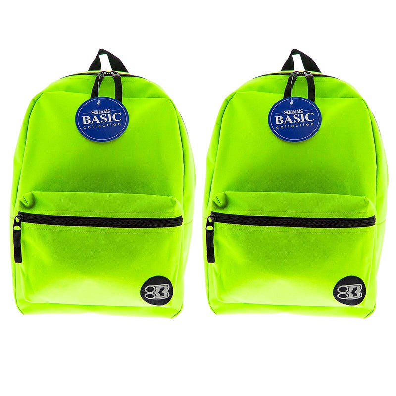 Bazic Basic 2-Piece Laptop Backpack Set, Medium, Lime Green, 2/Bundle (BAZ1034-2)