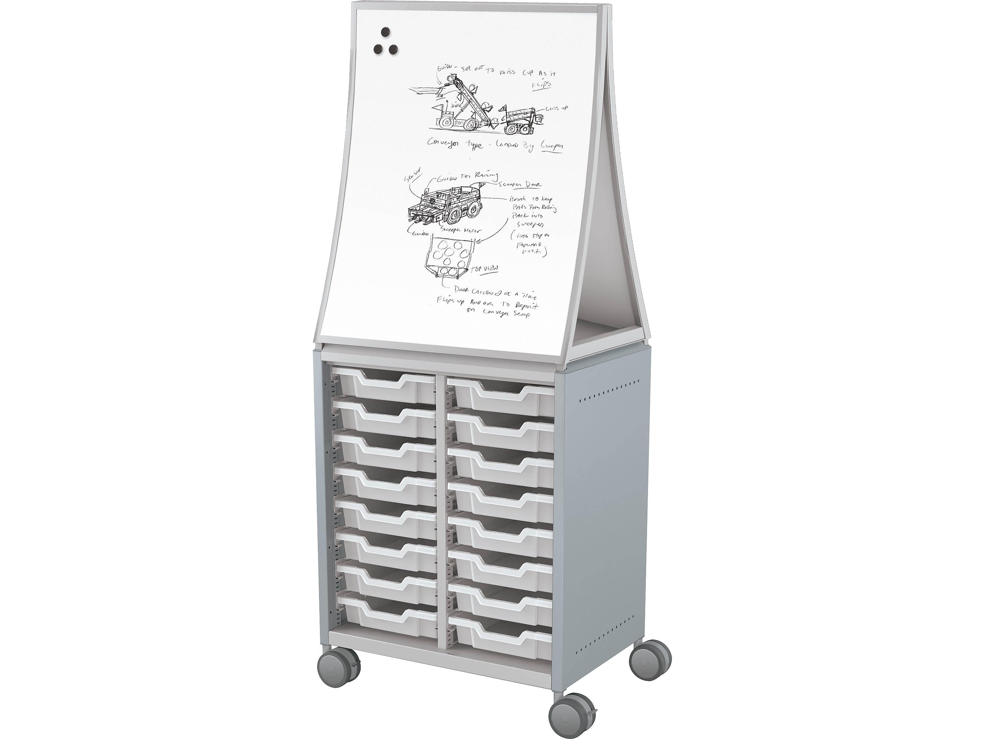MooreCo Hierarchy Compass Midi H2 Mobile 16-Section Storage Cabinet, 71.13"H x 28.38"W x 19.13"D, Cool Gray Metal (B2A1B1A1B0)