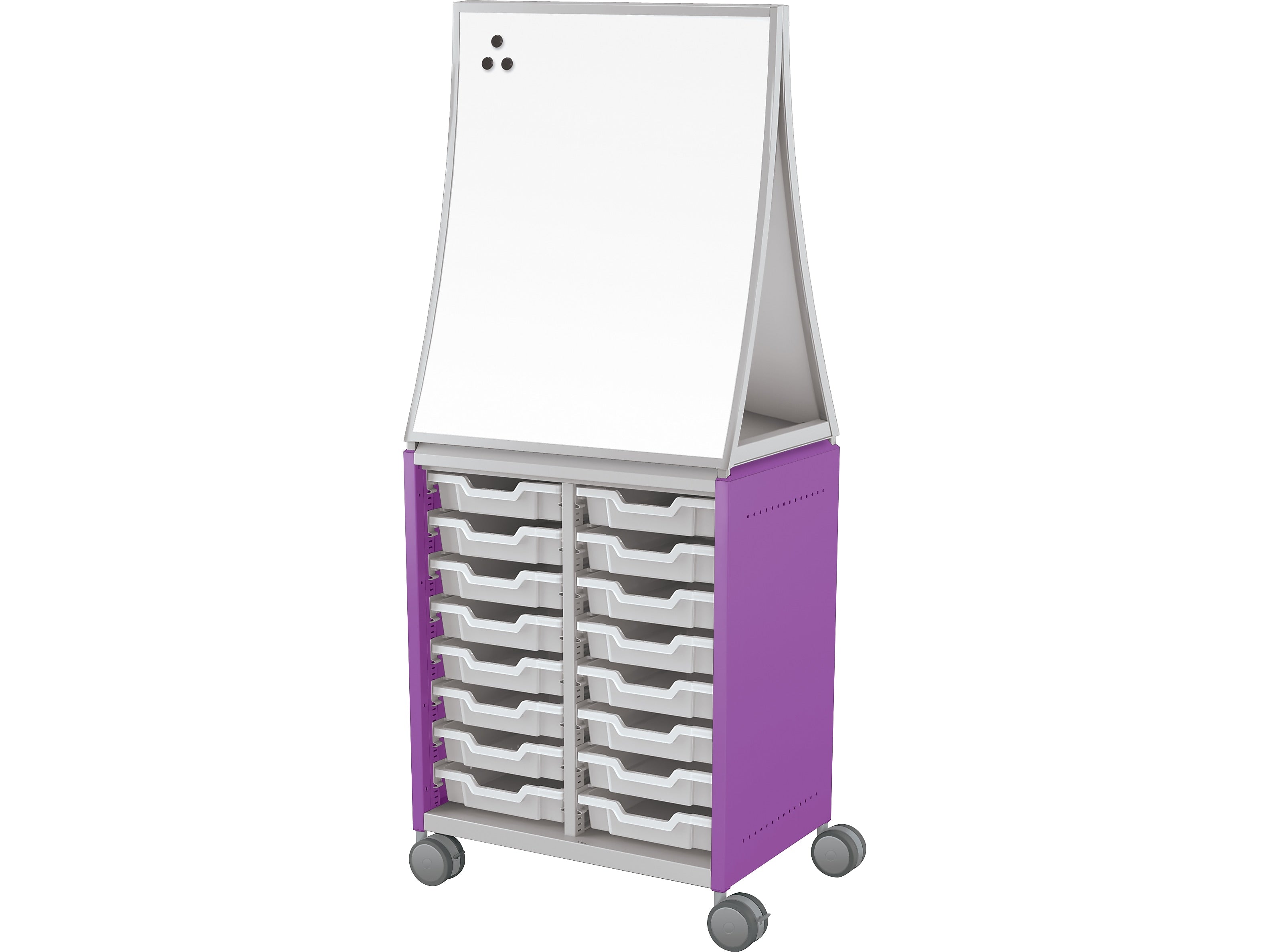 MooreCo Hierarchy Compass Midi H2 Mobile 16-Section Storage Cabinet, 71.13"H x 28.38"W x 19.13"D, Purple Metal (B2A1D1A1B0)
