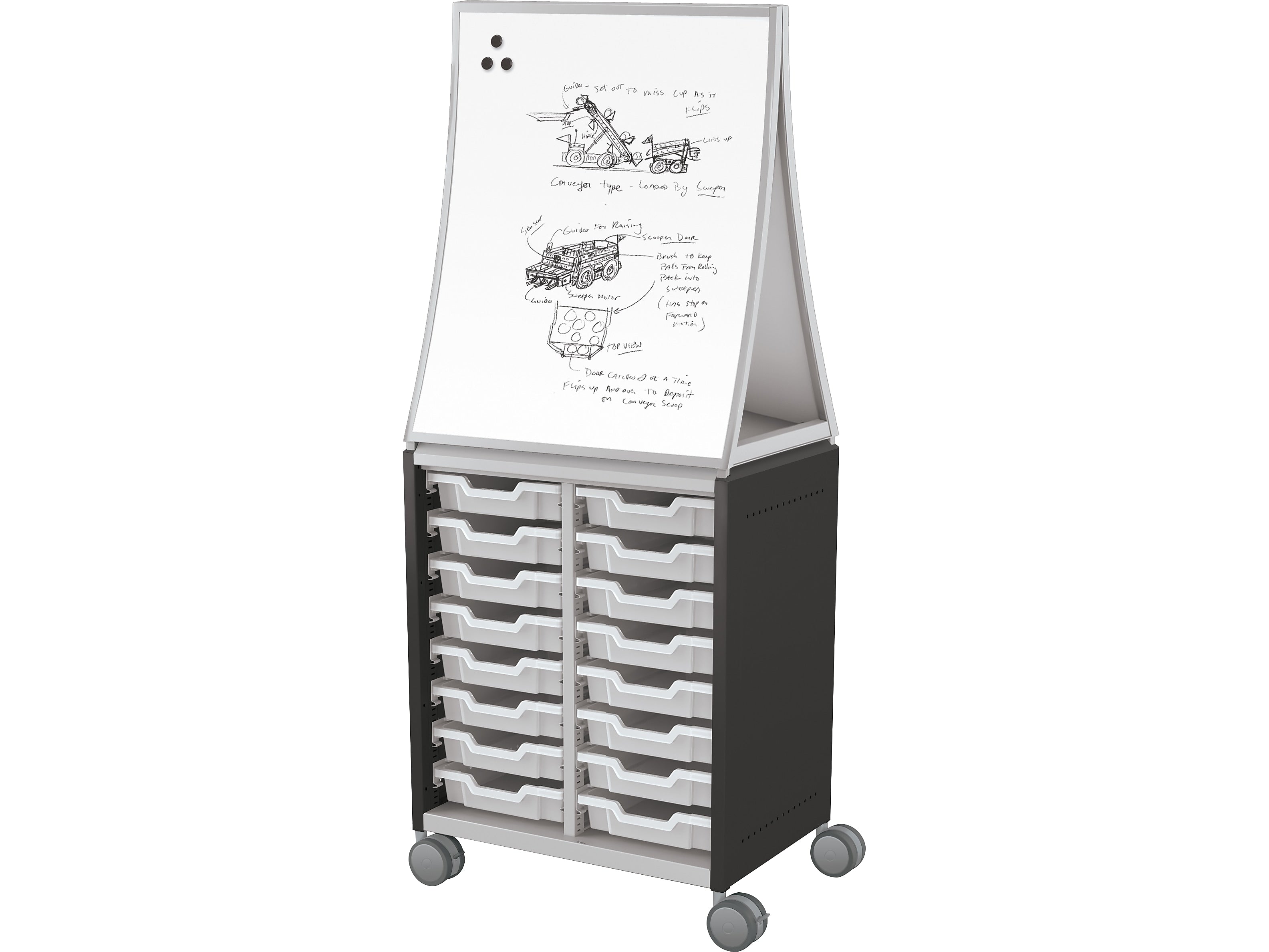 MooreCo Hierarchy Compass Midi H2 Mobile 16-Section Storage Cabinet, 71.13"H x 28.38"W x 19.13"D, Black Metal (B2A1A1A1B0)