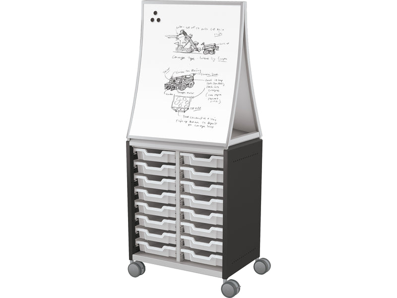 MooreCo Hierarchy Compass Midi H2 Mobile 16-Section Storage Cabinet, 71.13"H x 28.38"W x 19.13"D, Black Metal (B2A1A1A1B0)