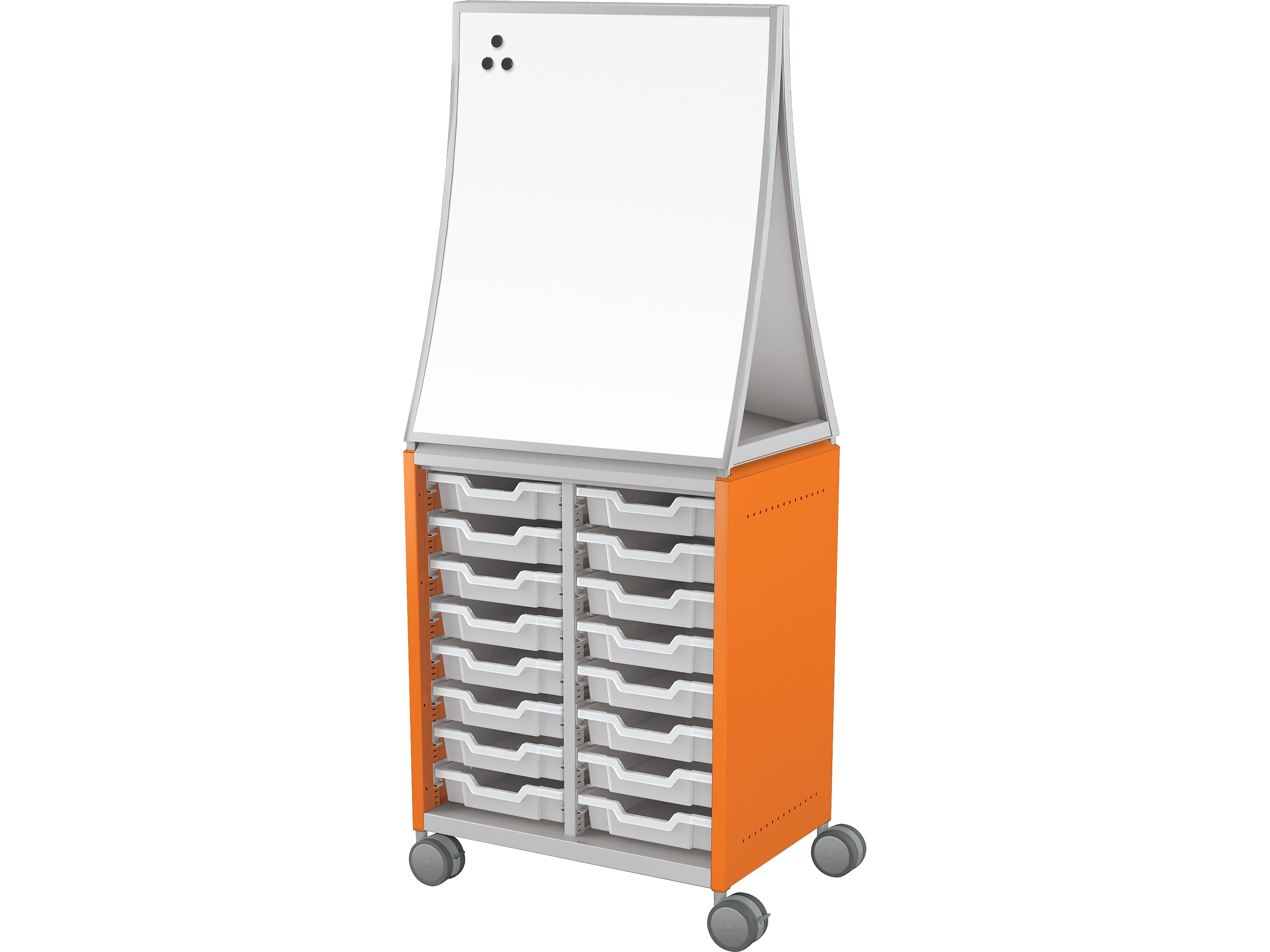 MooreCo Hierarchy Compass Midi H2 Mobile 16-Section Storage Cabinet, 71.13"H x 28.38"W x 19.13"D, Orange Metal (B2A1H1A1B0)