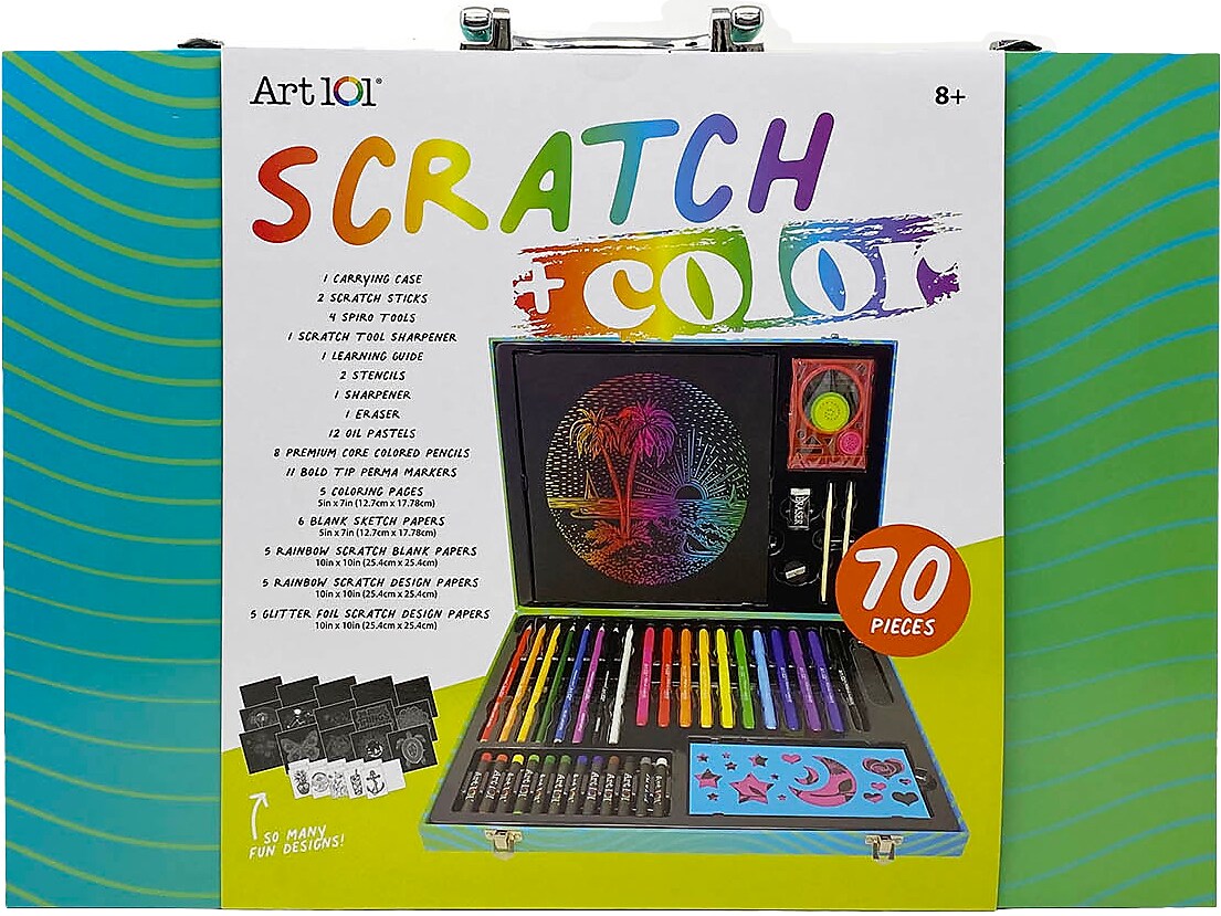 Art 101 Scratch and Color Art Set, Assorted Colors, 6/Carton (68070)