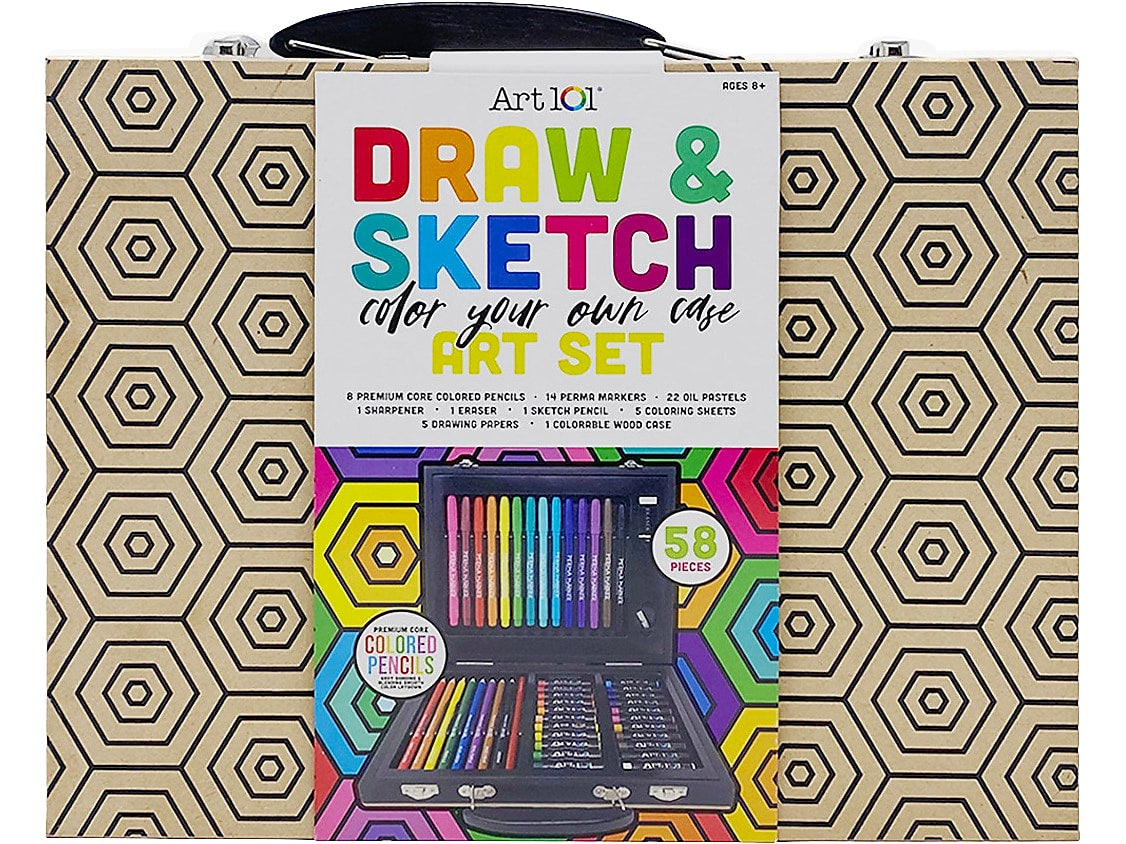 Art 101 Classic Drawing Kit, Brown, 58 Pieces (55058)