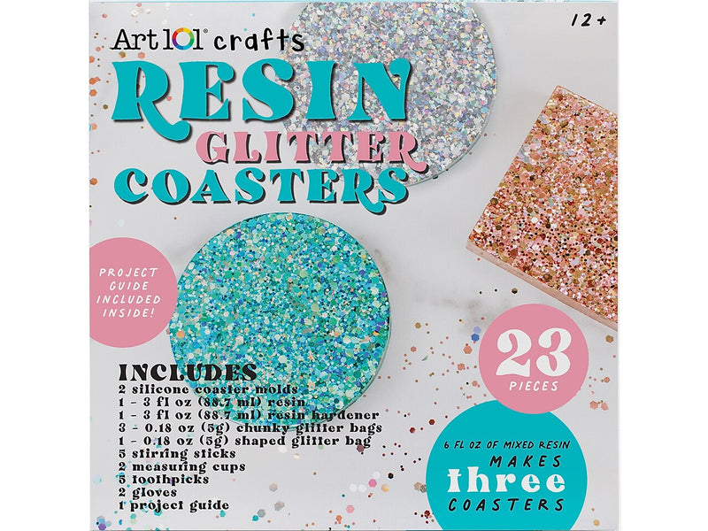 Art 101 Crafts Resin Glitter Coaster Kit, Assorted Colors, 6/Carton (40064)