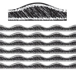 Ashley Productions Magnetic Scalloped Border, 1" x 72', Black Scribble Chalk (ASH10212-6)