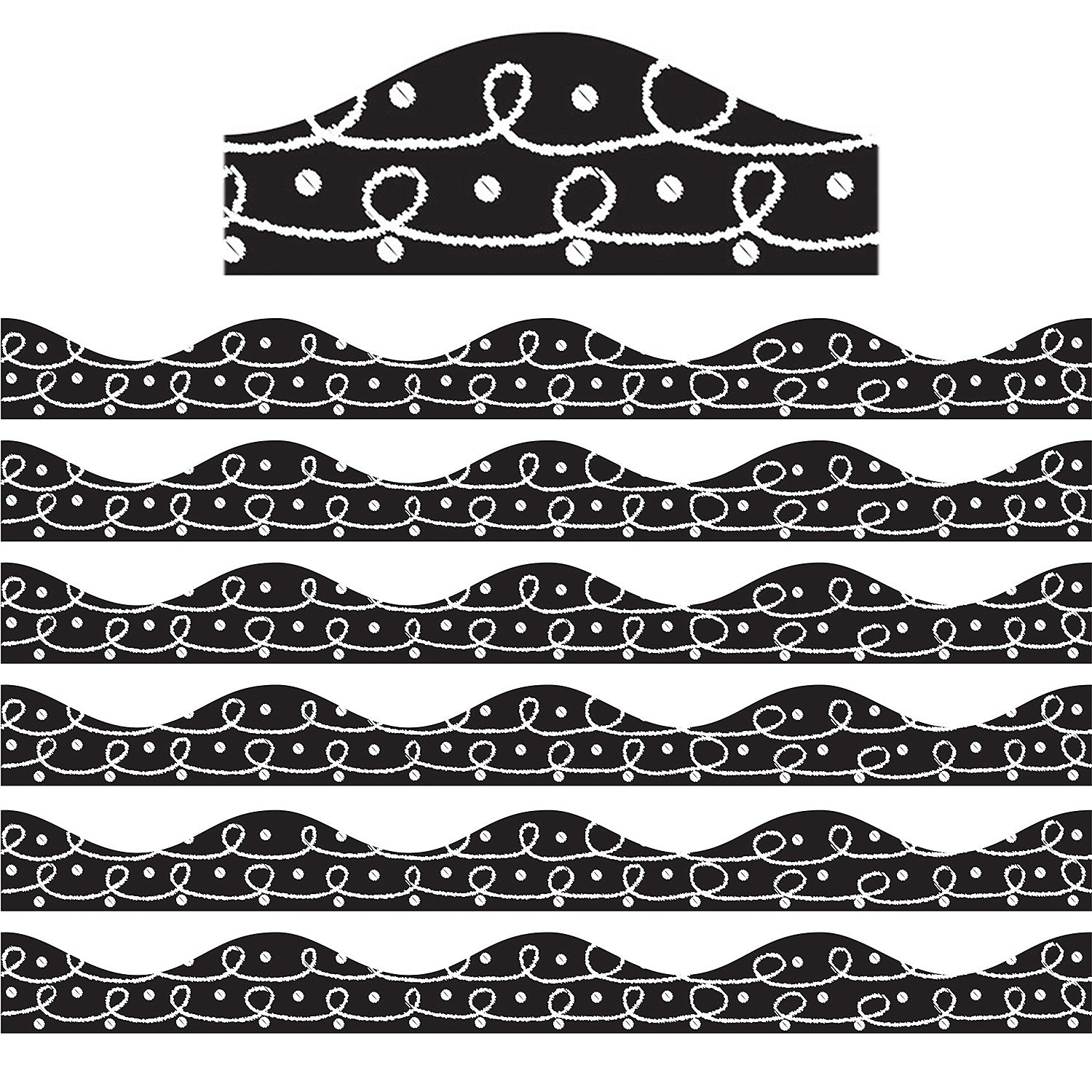 Ashley Productions Magnetic Scalloped Border, 1" x 72', Scribble Chalk Loops (ASH10249-6)