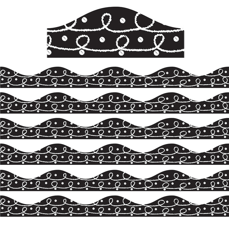 Ashley Productions Magnetic Scalloped Border, 1" x 72', Scribble Chalk Loops (ASH10249-6)