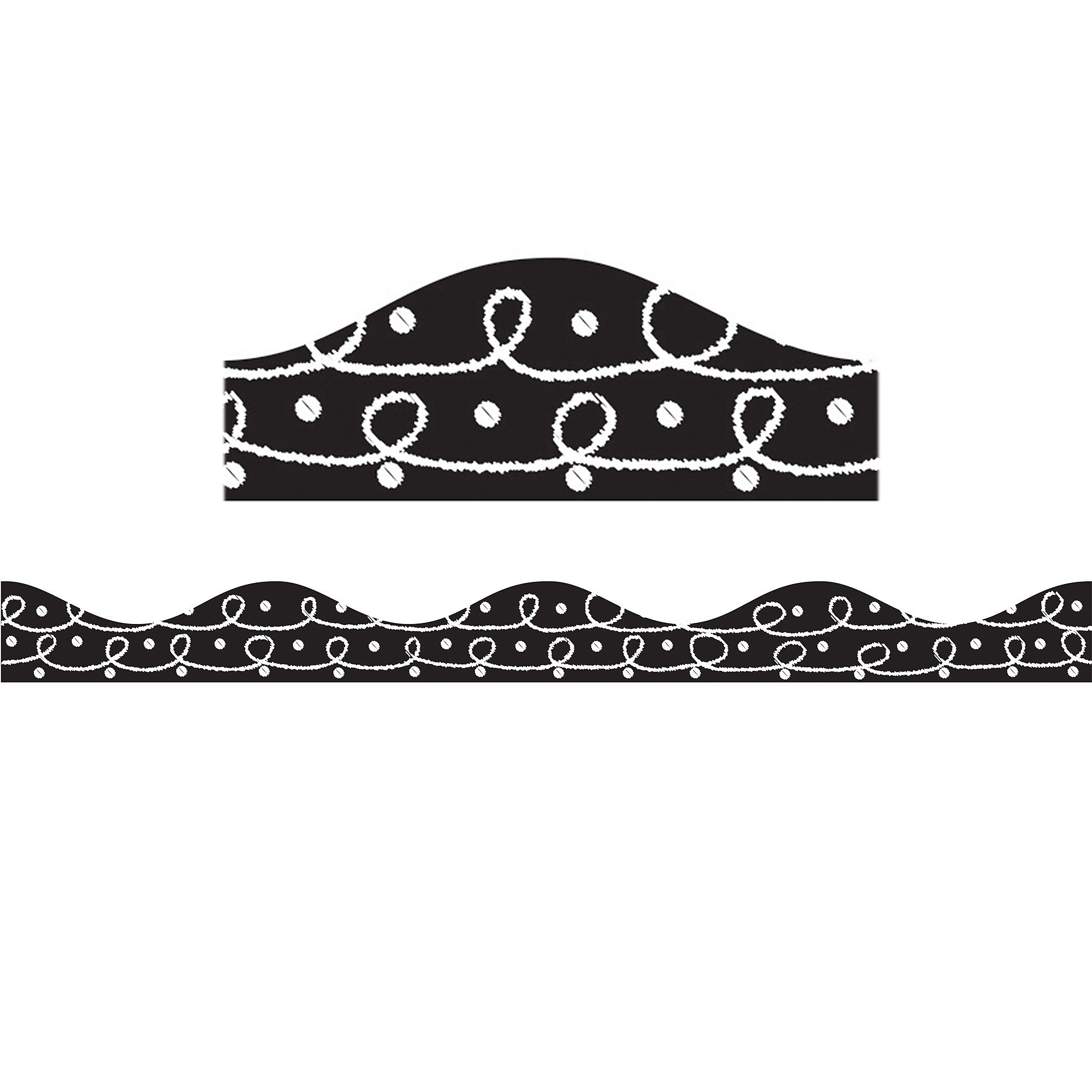 Ashley Productions Magnetic Scalloped Border, 1" x 72', Scribble Chalk Loops (ASH10249-6)