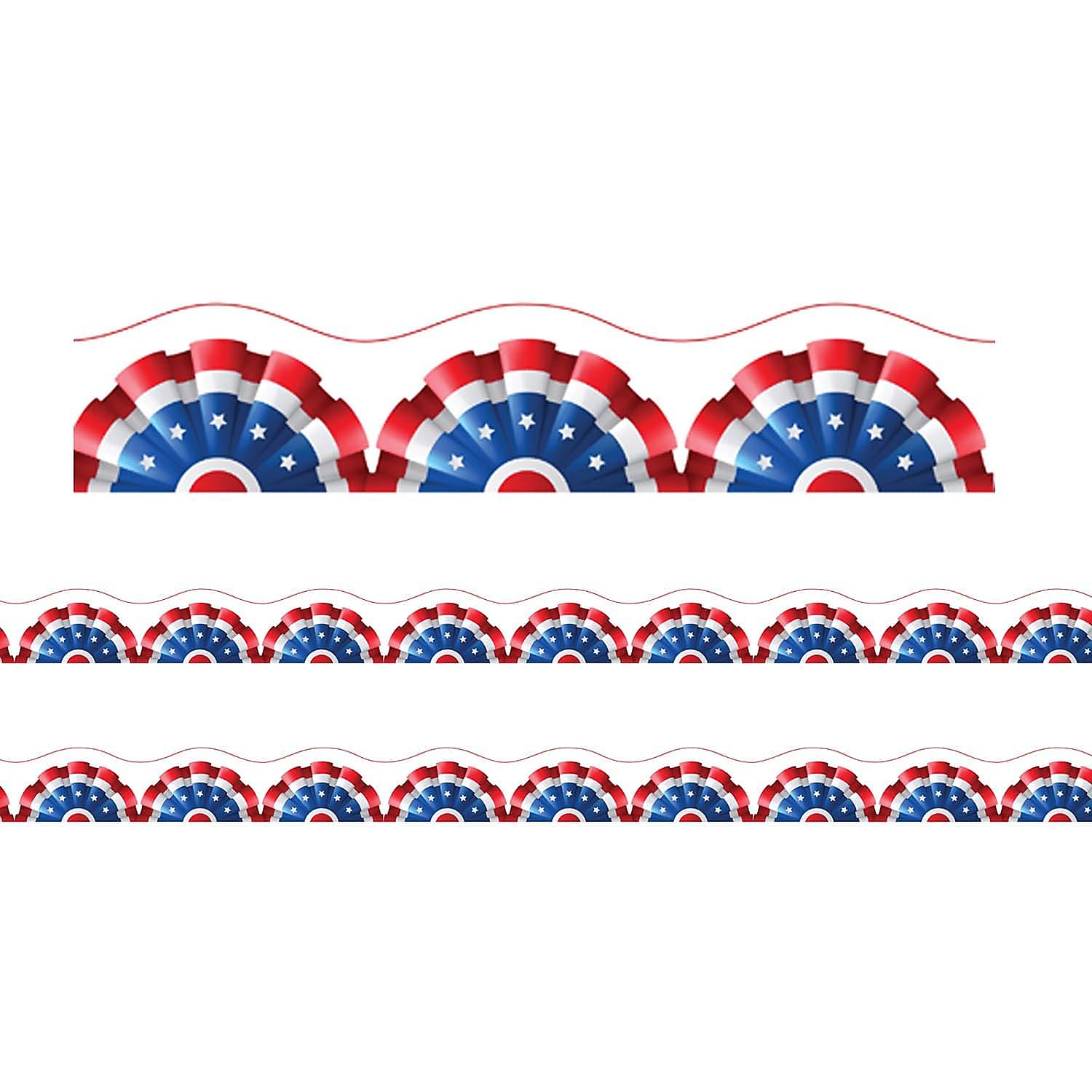 Charles Leonard Magnetic Scalloped Border, 1.5" x 48', Patriotic Theme (CHL28203-2)