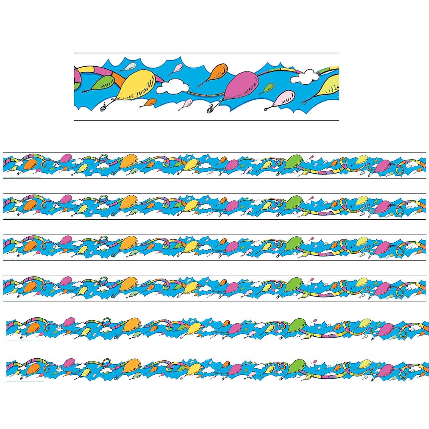 Eureka Dr. Seuss Straight Border, 2.25" x 222', Oh the Places Balloons (EU-844912-6)