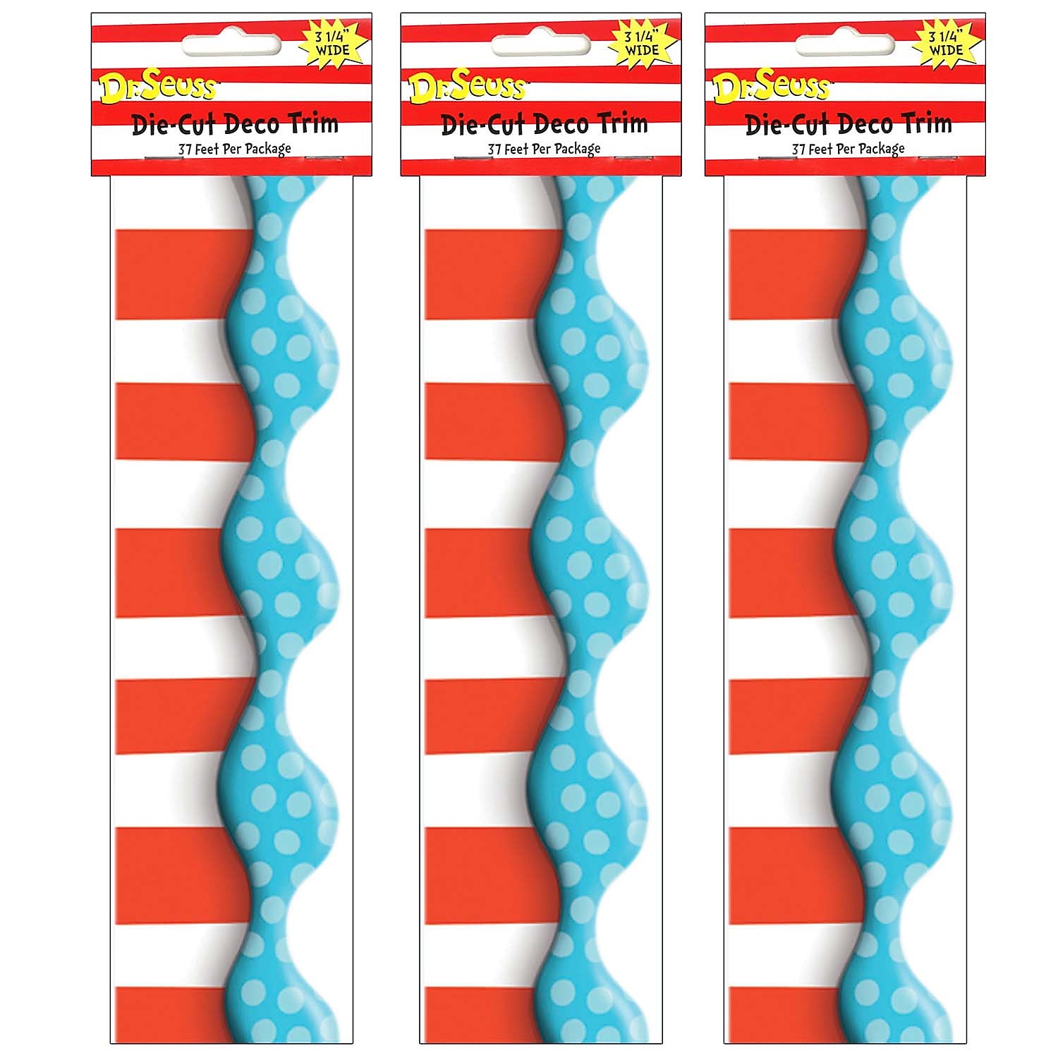Eureka Dr. Seuss Dimensional Look Extra Wide Die Cut Deco Trim®, 37 Feet Per Pack, 3 Packs (EU-845146-3)