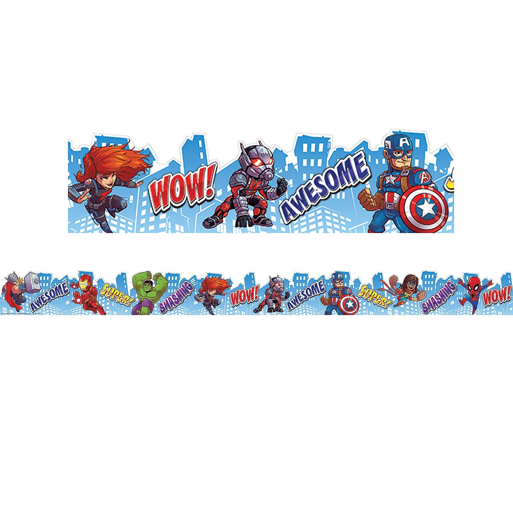 Eureka Marvel Super Hero Adventure City Scape Deco Trim® Extra Wide Die Cut, 37 Feet Per Pack, 3 Packs (EU-845162-3)