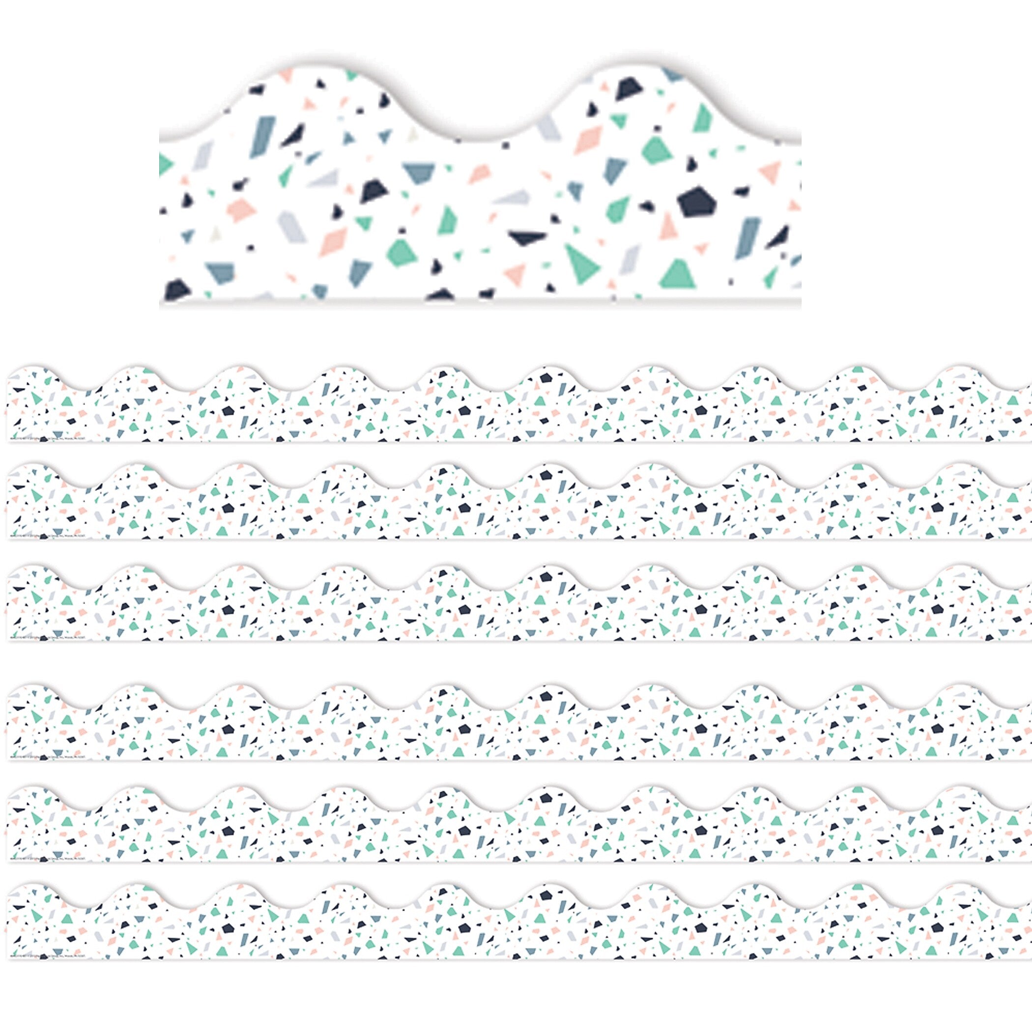 Eureka® Simply Sassy Scalloped Border, 2.25" x 222', White Terrazzo (EU-845317-6)