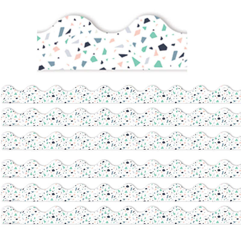 Eureka® Simply Sassy Scalloped Border, 2.25" x 222', White Terrazzo (EU-845317-6)