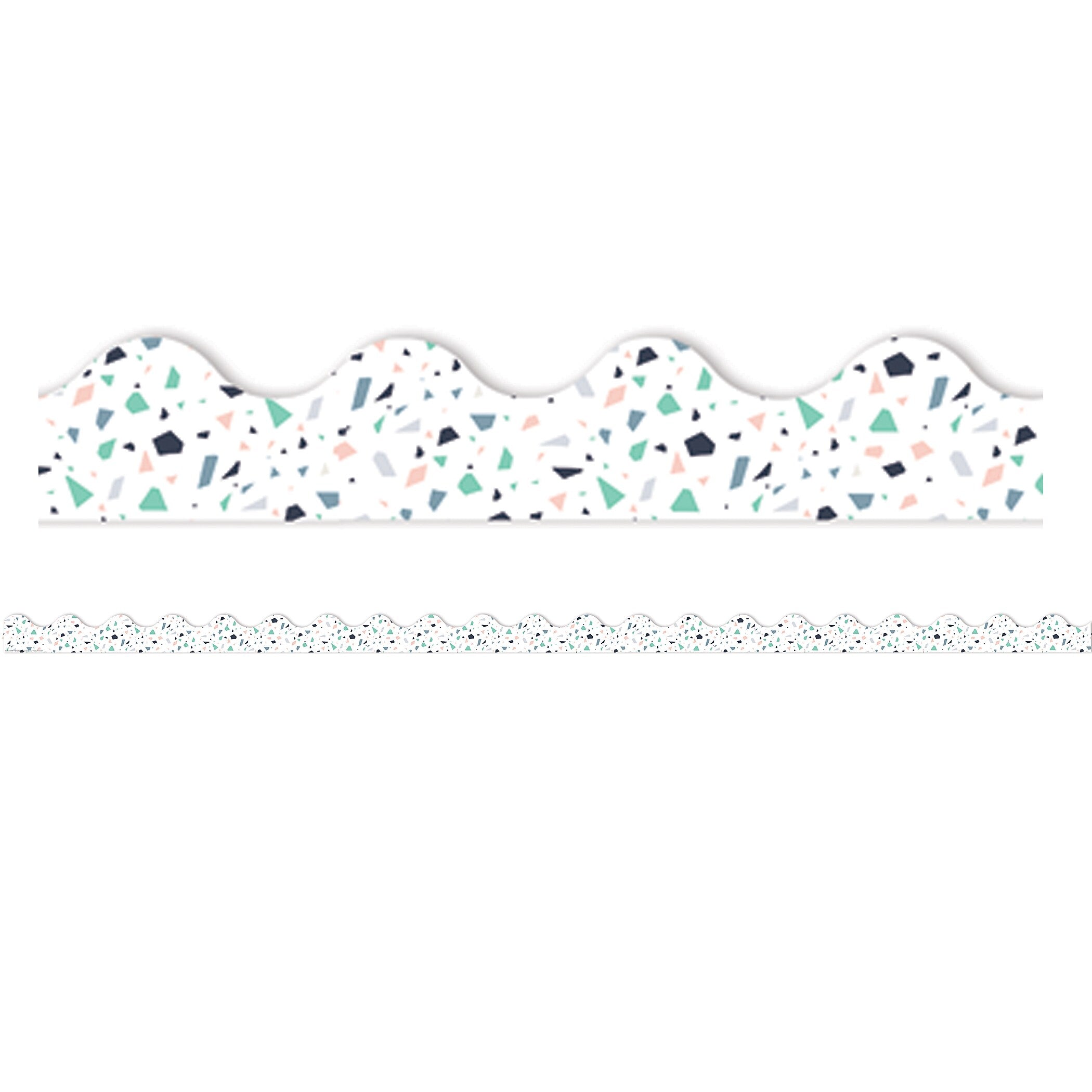 Eureka® Simply Sassy Scalloped Border, 2.25" x 222', White Terrazzo (EU-845317-6)