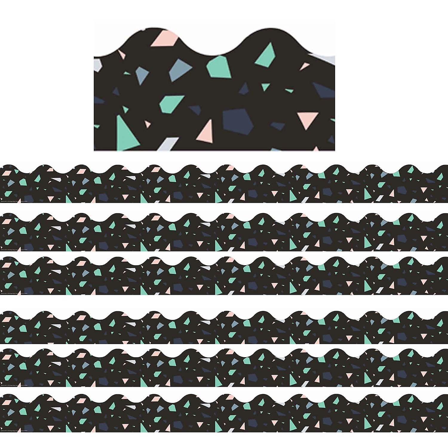 Eureka Simply Sassy Black Terrazzo Deco Trim® Extra Wide Die Cut, 37 Feet Per Pack, 6 Packs (EU-845321-6)