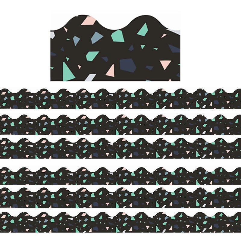 Eureka Simply Sassy Black Terrazzo Deco Trim® Extra Wide Die Cut, 37 Feet Per Pack, 6 Packs (EU-845321-6)