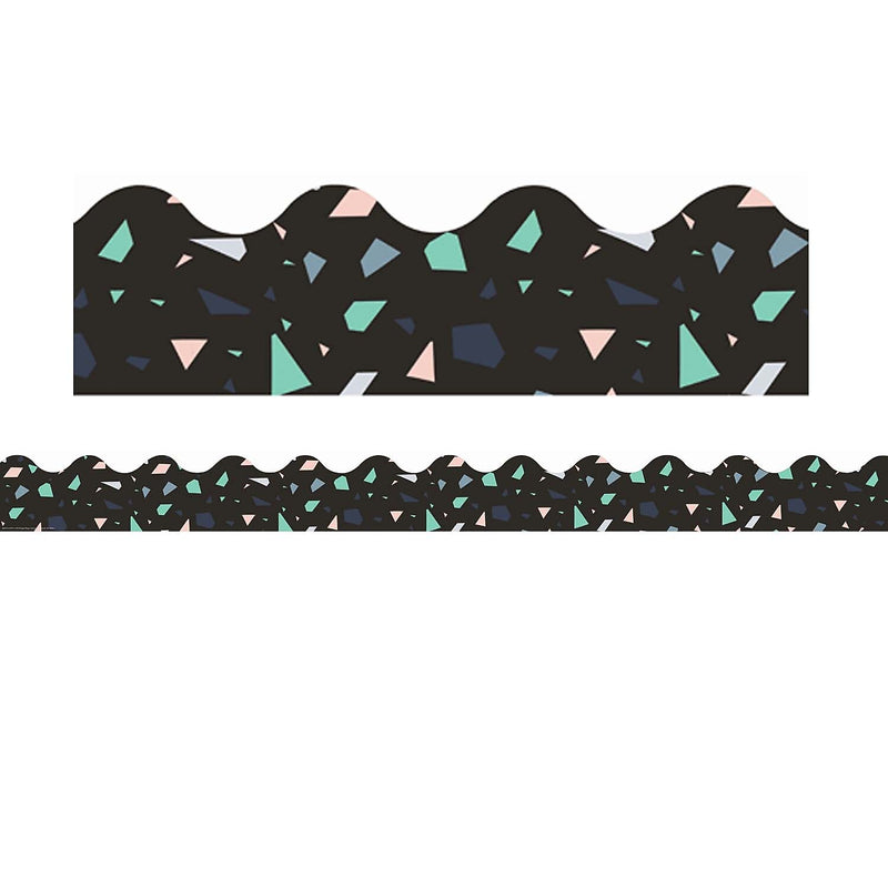 Eureka Simply Sassy Black Terrazzo Deco Trim® Extra Wide Die Cut, 37 Feet Per Pack, 6 Packs (EU-845321-6)