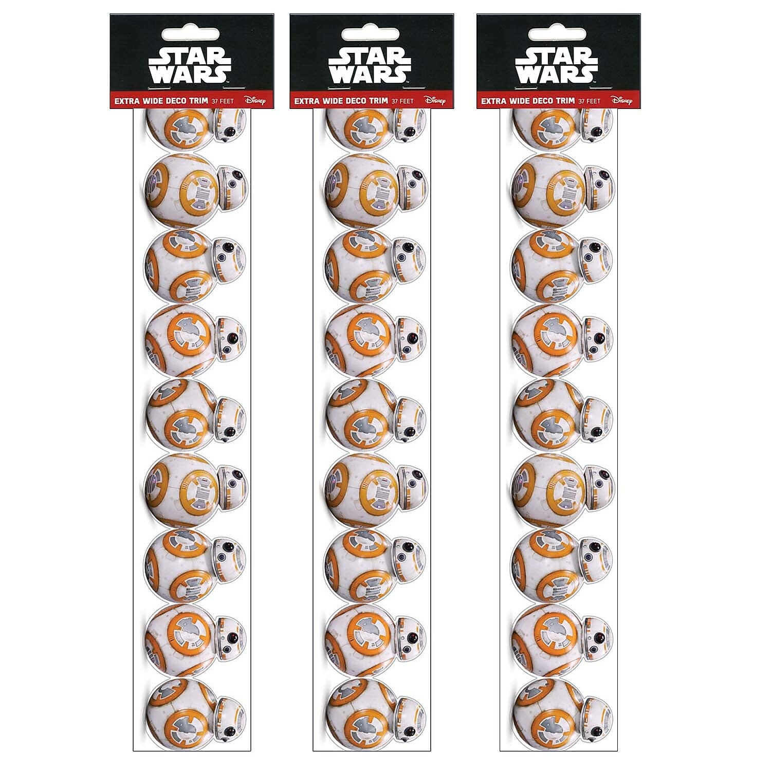 Eureka Star Wars™ BB-8 Extra Wide Die-Cut Deco Trim®, 37 Feet Per Pack, 3 Packs (EU-845384-3)