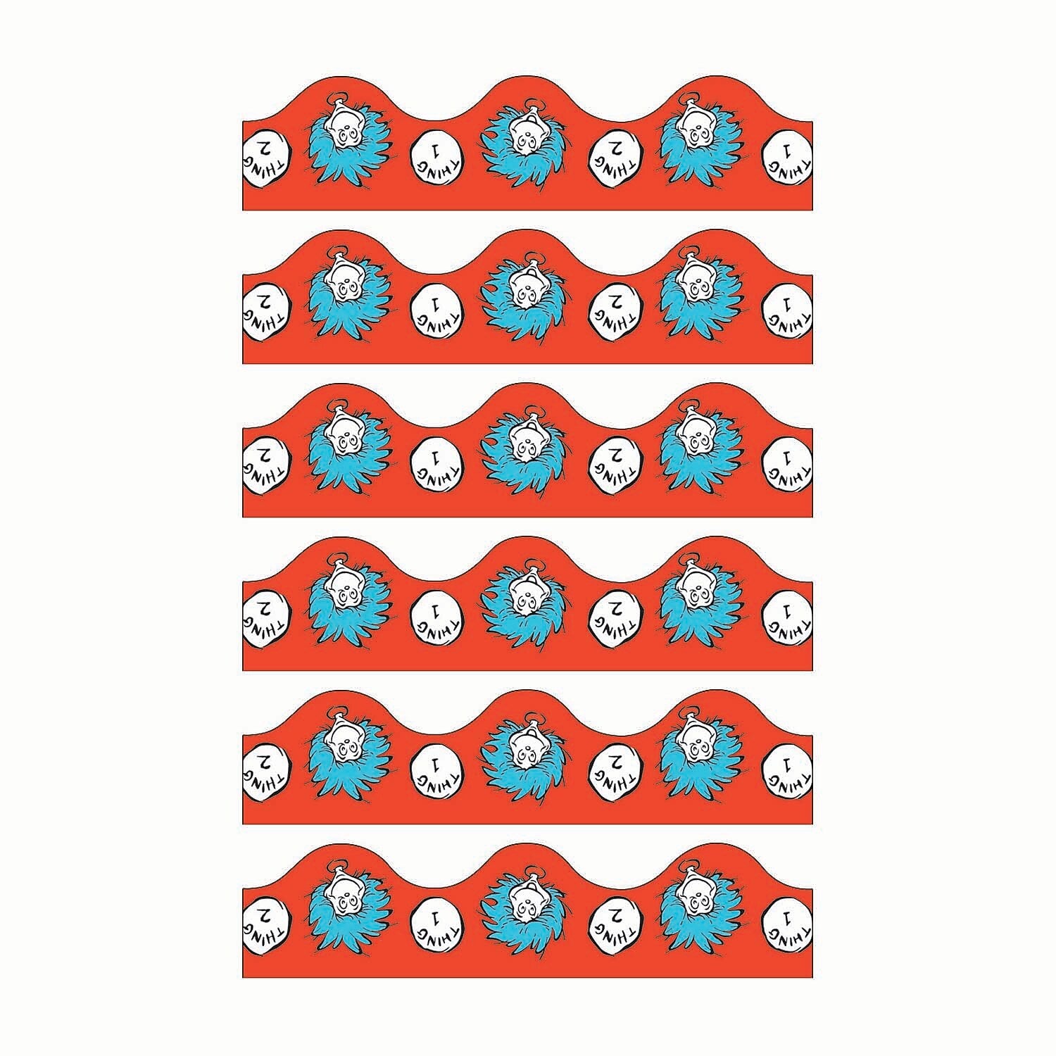 Eureka Dr. Seuss Thing 1 & 2 Deco Trim®, 37 Feet Per Pack, 6 Packs (EU-845601-6)