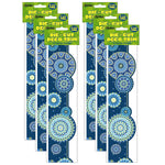 Eureka Blue Harmony Mandala Extra Wide Deco Trim, 37 Feet Per Pack, 6 Packs (EU-845624-6)