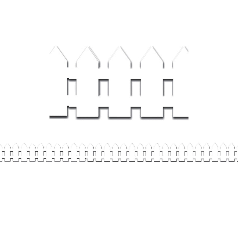 Hygloss White Fence Border, 12 Strips/36 Feet Per Pack, 6 Packs (HYG33605-6)