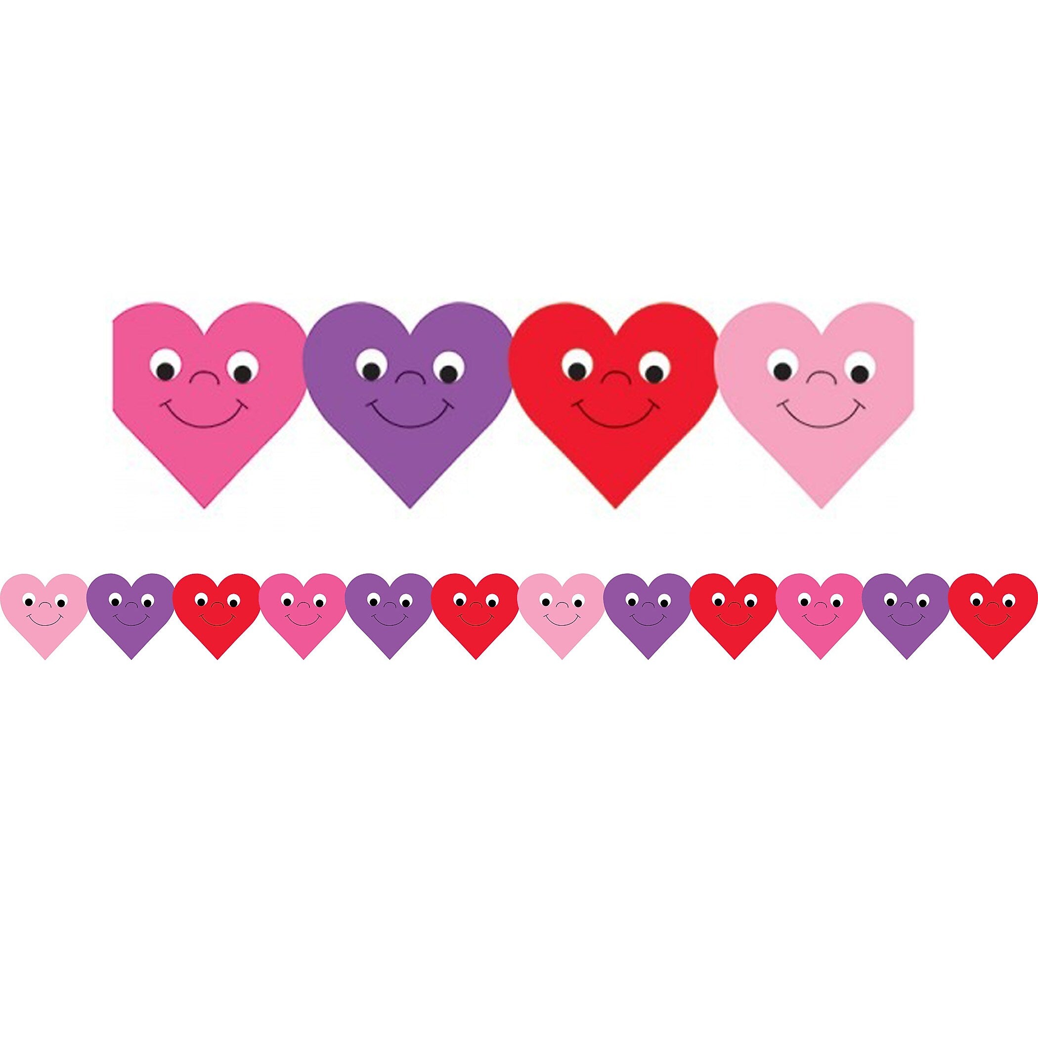 Hygloss Happy Hearts Die-Cut Classroom Border, 3" x 36', 6 Packs (HYG33618-6)