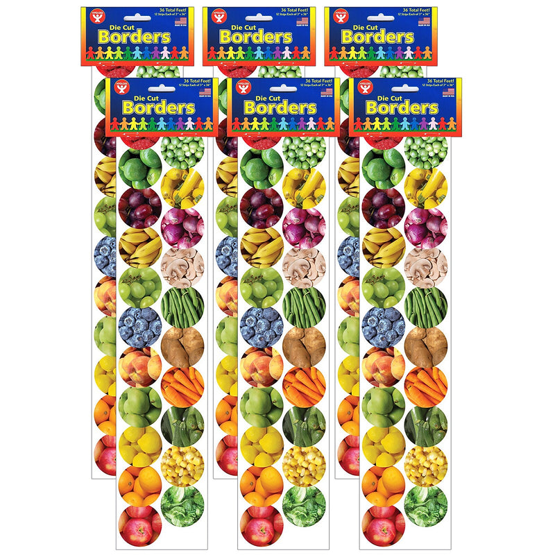 Hygloss Fruits And Veggies Border, 36 Feet Per Pack, 6 Packs (HYG33631-6)
