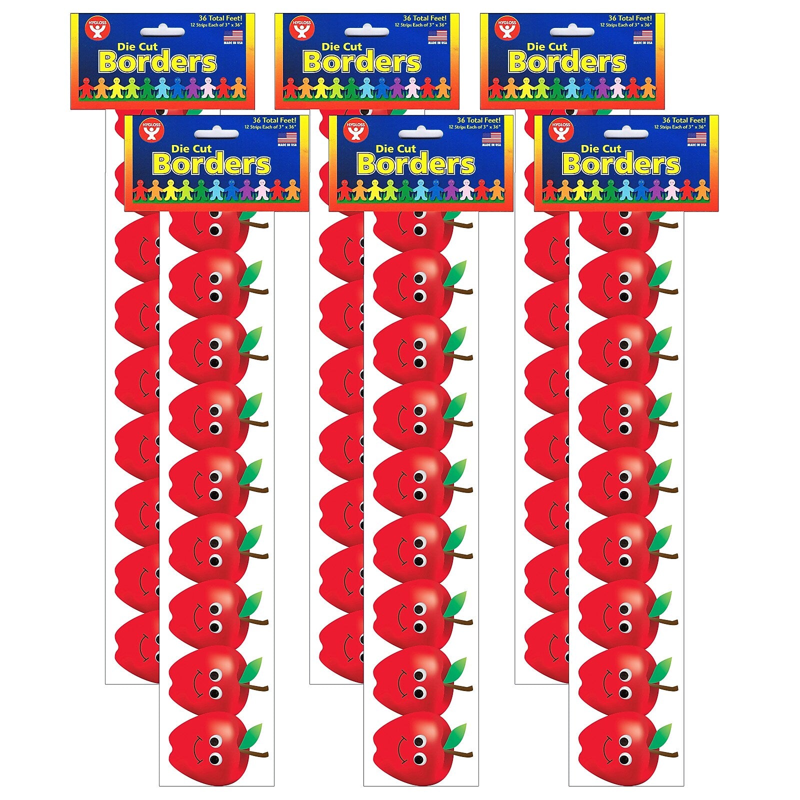 Hygloss Happy Apples Border, 36 Feet Per Pack, 6 Packs (HYG33646-6)